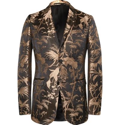 gucci black and gold slim-fit jacquard tuxedo jacket|Gucci embroidered jacket.